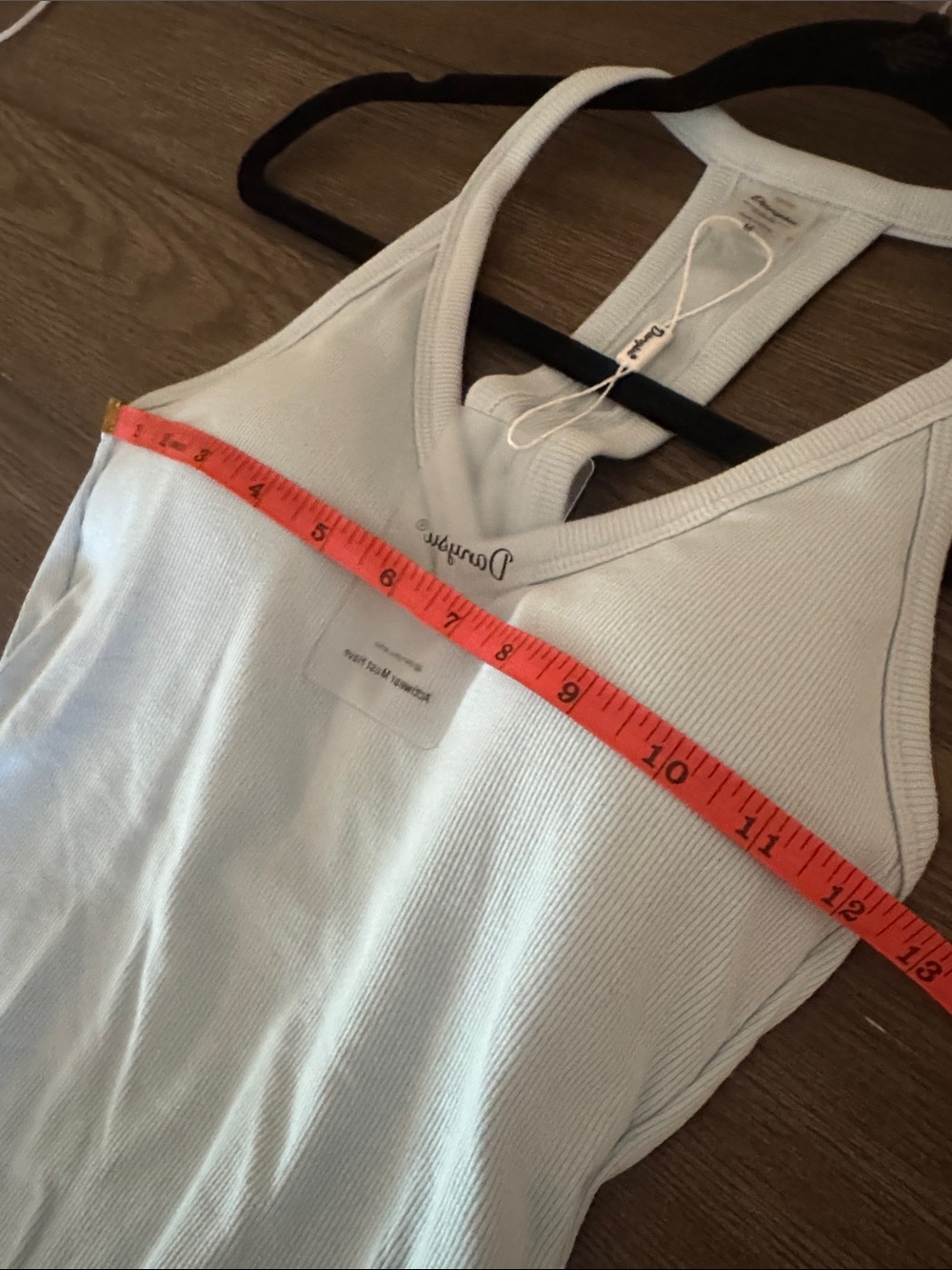Dotti Pale Blue Ribbed V-Neck Racerback Tank - Picture 5 of 6